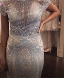 Luxury Rhinestones Nude Mermaid  Long Evening Pageant Dress