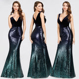 New Sexy V-neck Sleeveless Mermaid Burgundy Long Evening Dresses