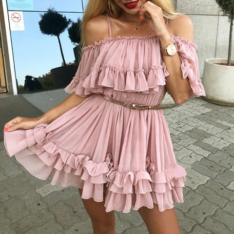 Off The Shoulder Chiffon Summer Dress