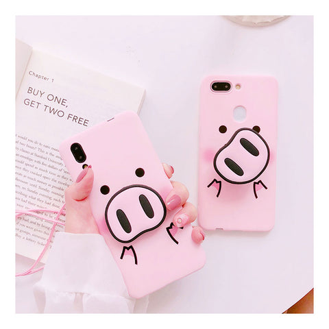 Cute Pig Nose Case With Strap Rope