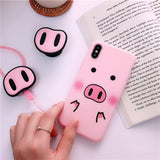 Cute Pig Nose Case With Strap Rope