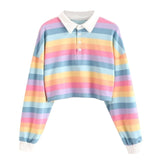 Striped Rainbow Cropped Sweatshirt