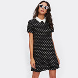 Collar Polka Dot Straight Dress