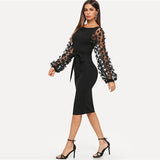 Black Party Mesh Sleeve Dress