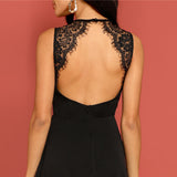 Sexy Black Lace Open Back Sleeveless Mini Dress