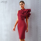 Vestidos Sexy White Red Sleeveless Ruffles