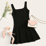 Black Fit And Flare Solid Dress