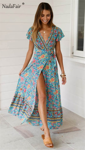 Floral Print Maxi Beach Dress