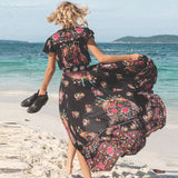 Flower Print Boho Maxi Dress