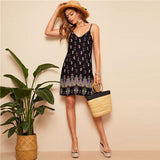 Black Sexy Tribal Print Cami Summer Dress