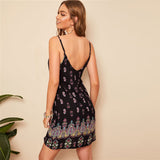 Black Sexy Tribal Print Cami Summer Dress