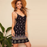 Black Sexy Tribal Print Cami Summer Dress