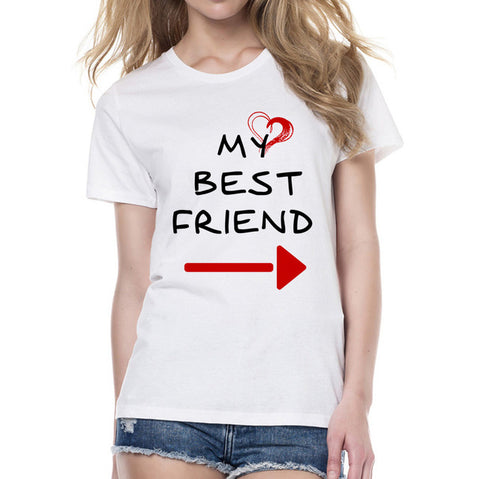 Cute Best Friend Matching Letter T-Shirt