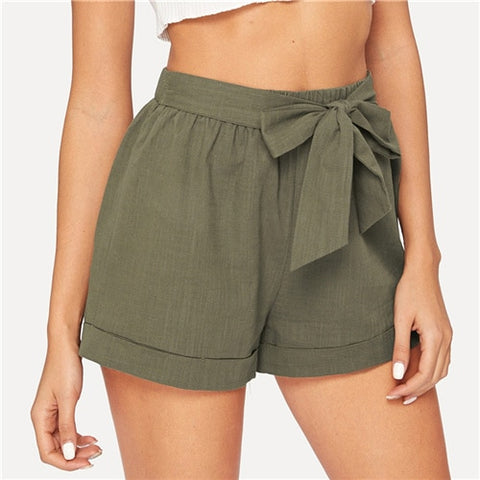 Self Belted Fitness Shorts