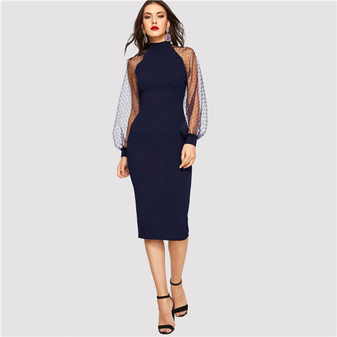 Party Black or Blue Pencil Bodycon Dress