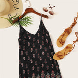 Black Sexy Tribal Print Cami Summer Dress