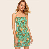 Pineapple Tropical Print Cami Dress