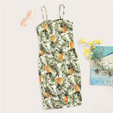 Pineapple Tropical Print Cami Dress