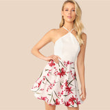 Crisscross Knot Backless Floral Summer Dress